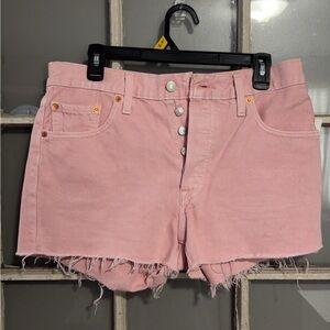 Levi's Pink Distressed Jean Shorts
